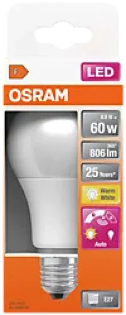 LED Classic A 60 9W 2700K daylight sensor E27-Osram Sale