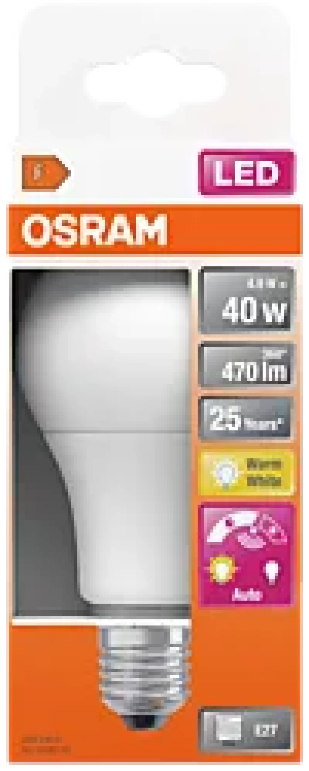 LED Classic A 40 6W 2700K daylight sensor E27-Osram Hot