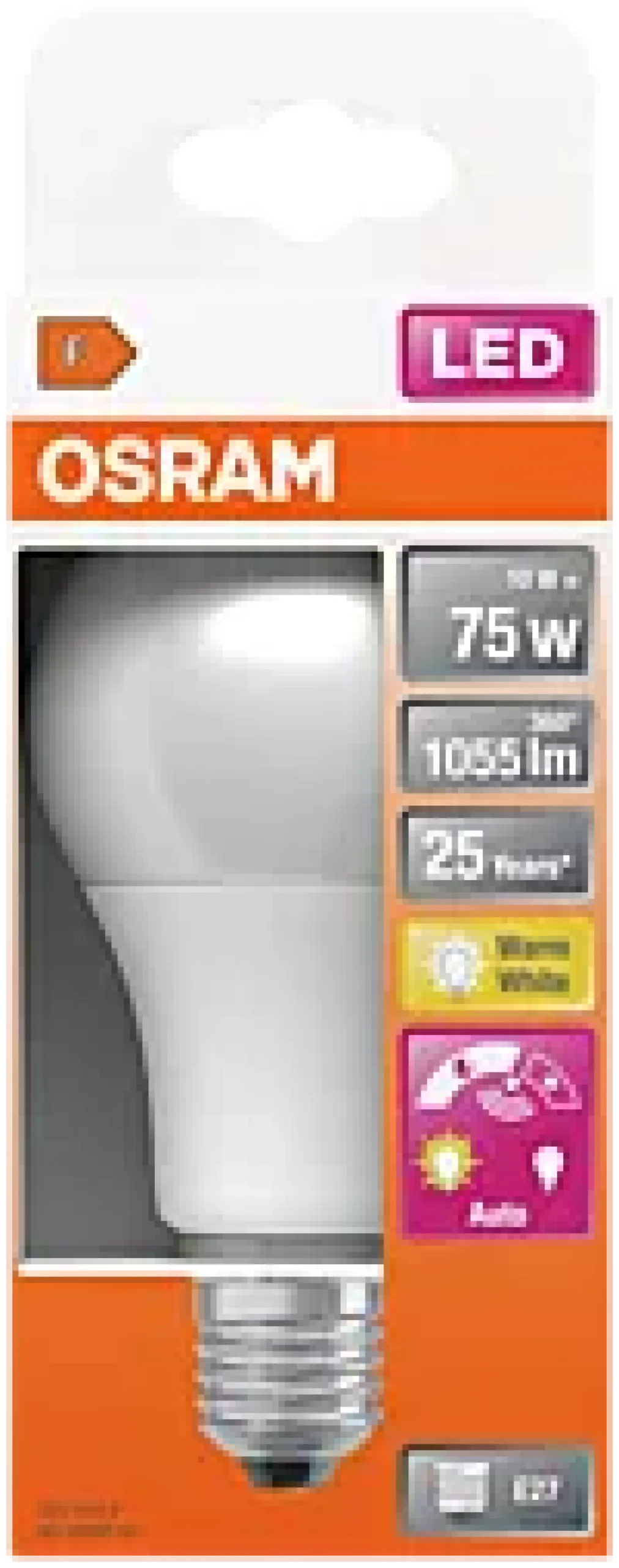 LED Classic A 75 10W 2700K daylight sensor E27-Osram Clearance