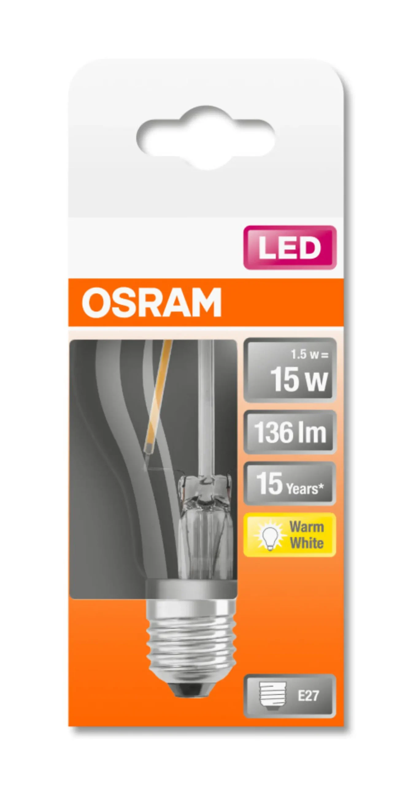 LED Classic A 15 1,5W 2700K E27-Osram New