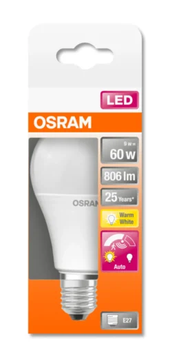 LED Classic A 60 9W 2700K motion sensor E27-Osram Best