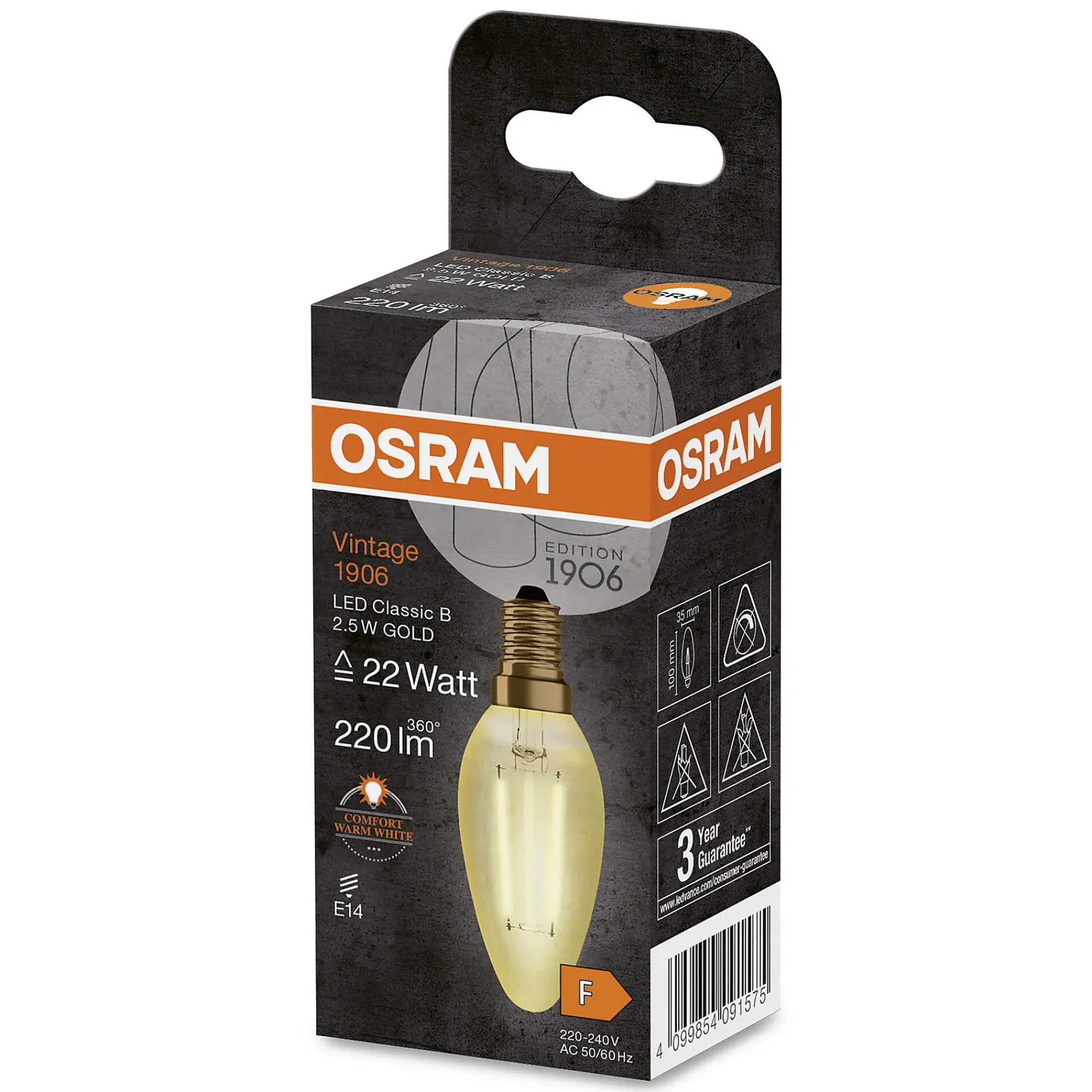 Led Classic B 22 Gold 2,5w 2400K E14-Osram Outlet