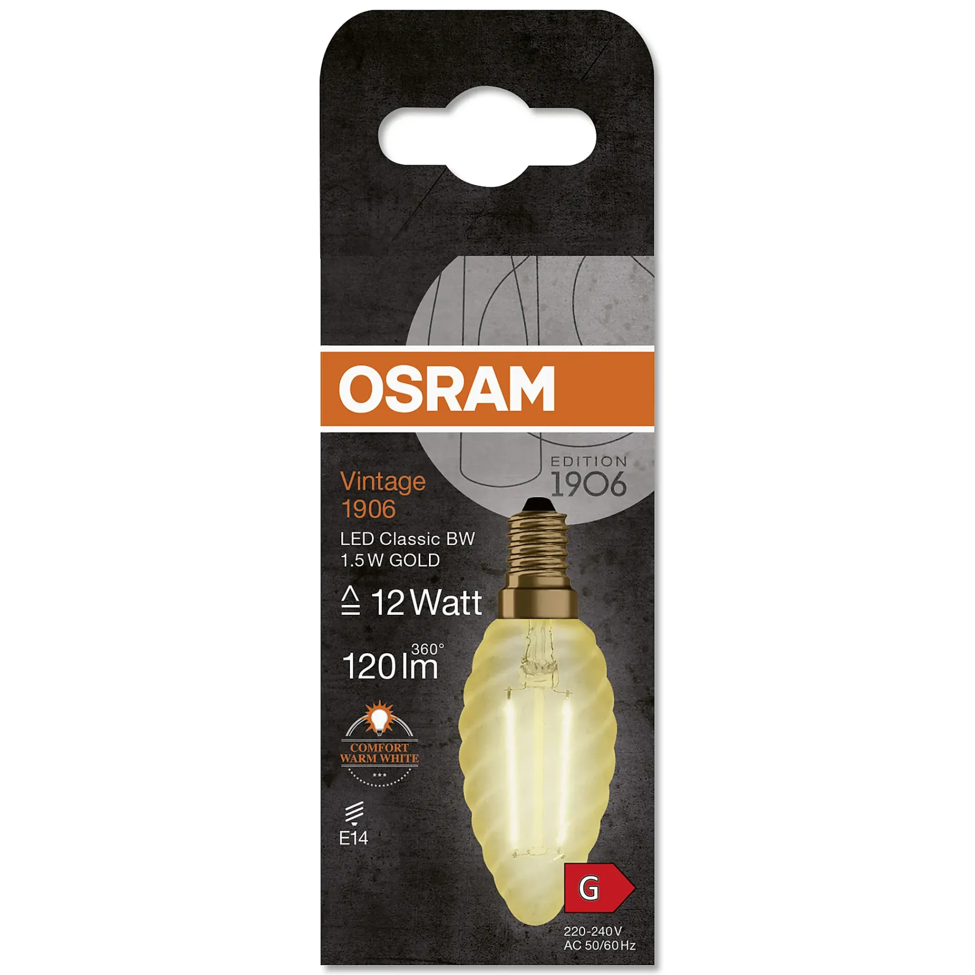 LED Classic BW 12 gold 1,5W 2400K E14-Osram Clearance