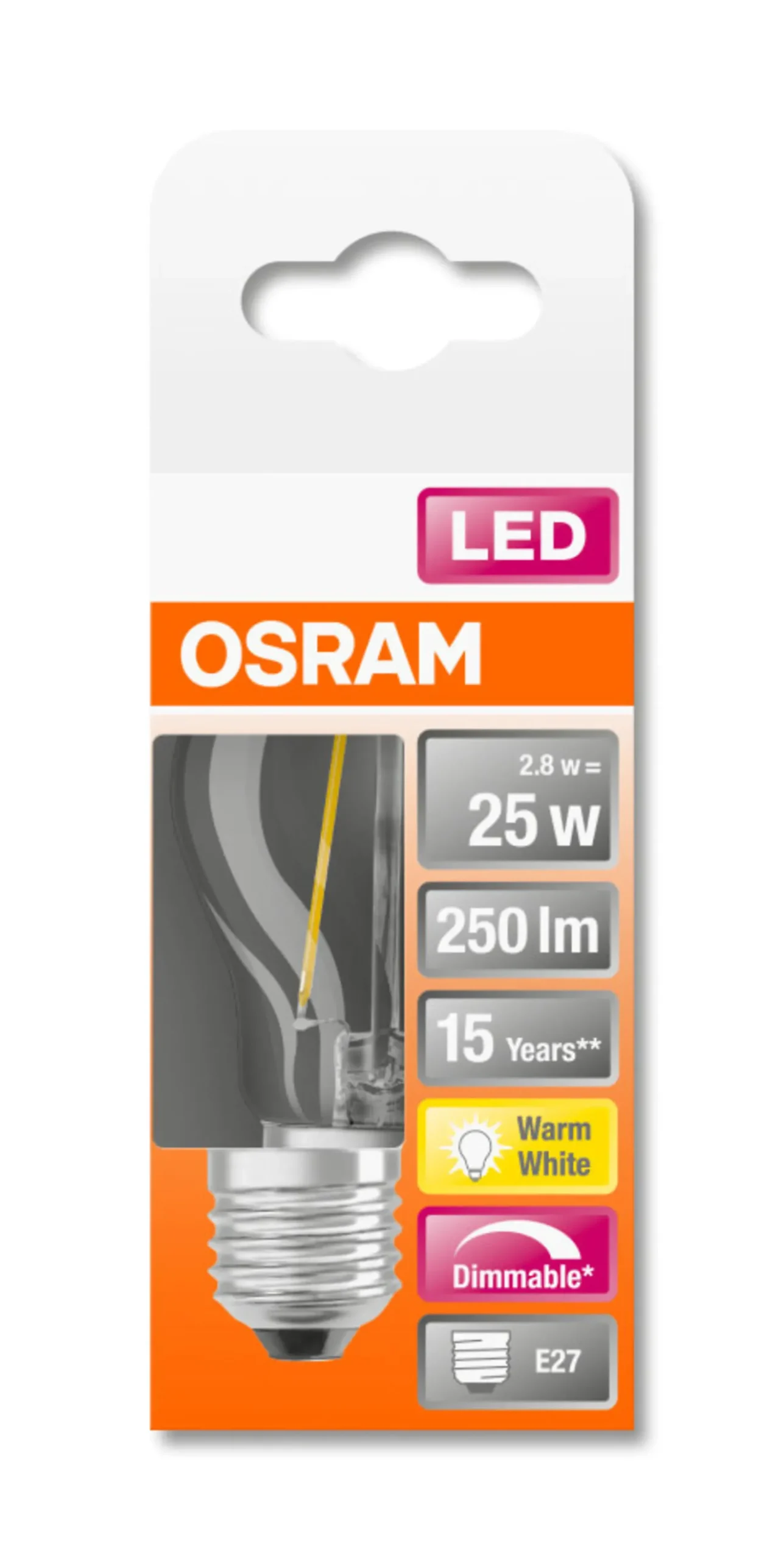 LED Classic P 25 2.8W 2700K dim E27-Osram