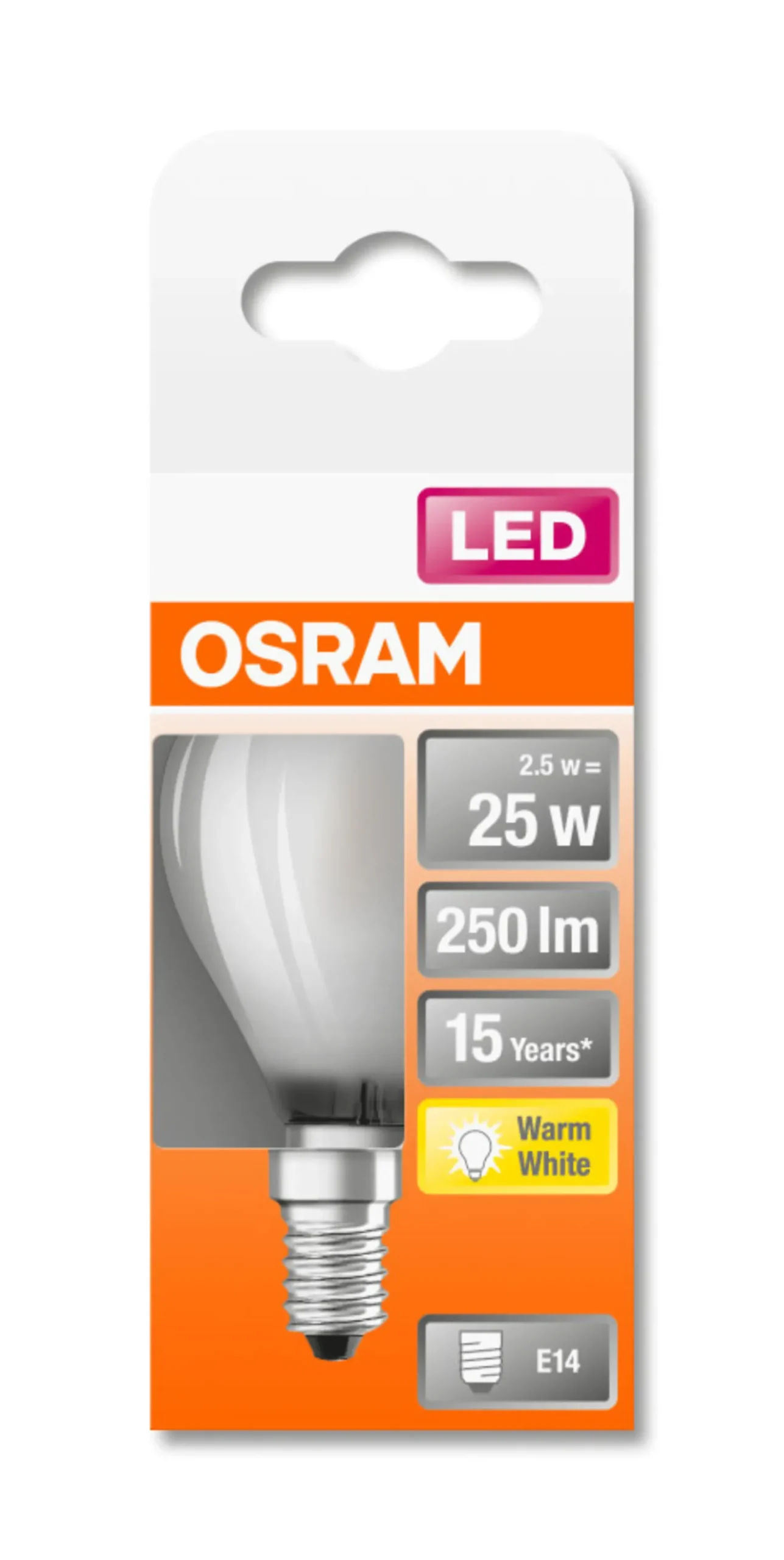 LED Classic P 25 2.5W 2700K E14-Osram