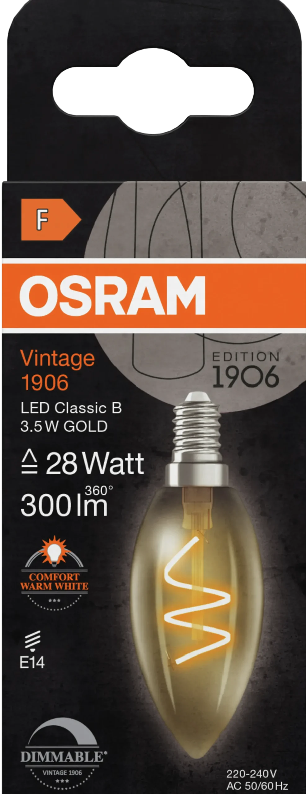 Led Dekorasjonspære E14 B28 300lm Gold Dimbar Varmere Lys-Osram Online