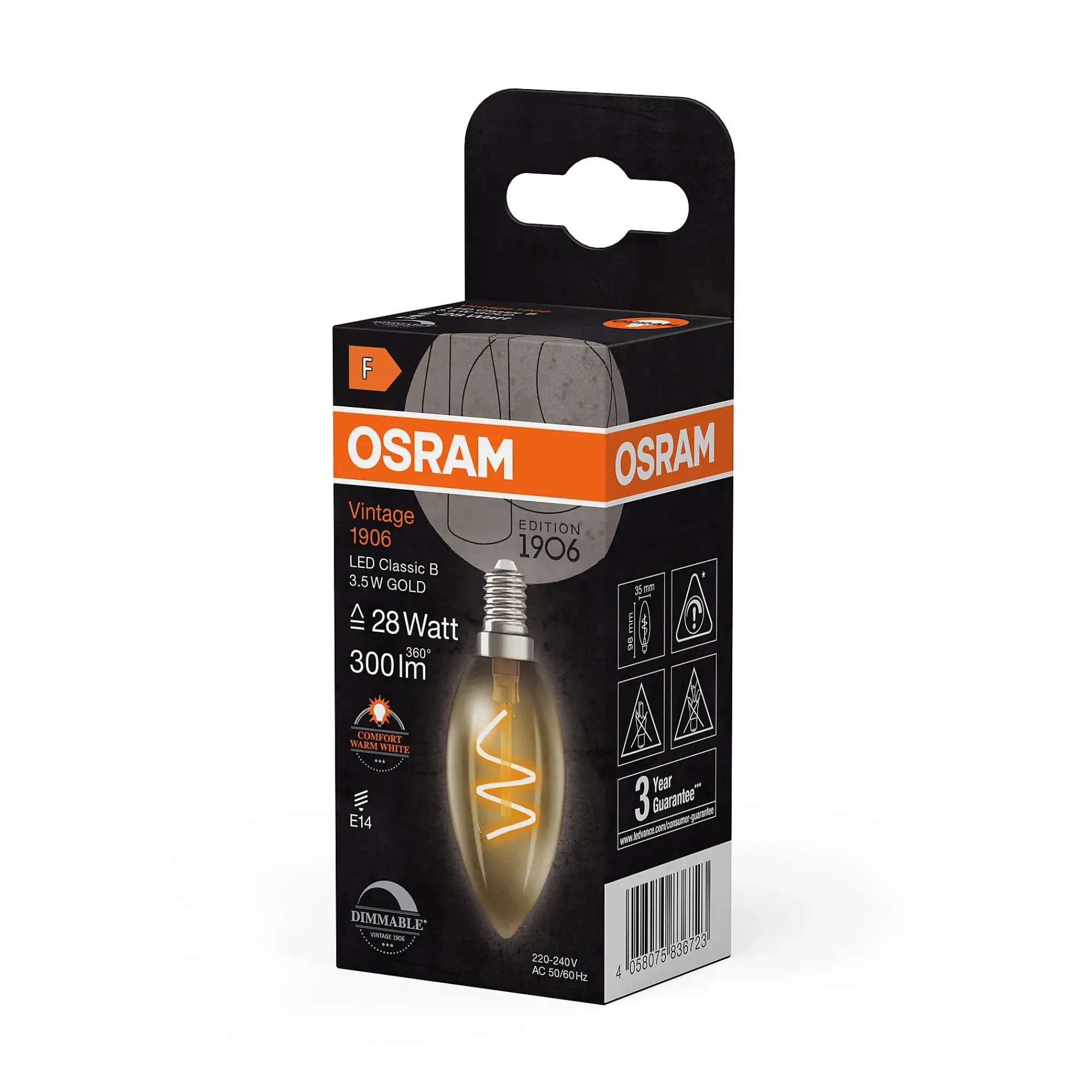 Led Dekorasjonspære E14 B28 300lm Gold Dimbar Varmere Lys-Osram Online