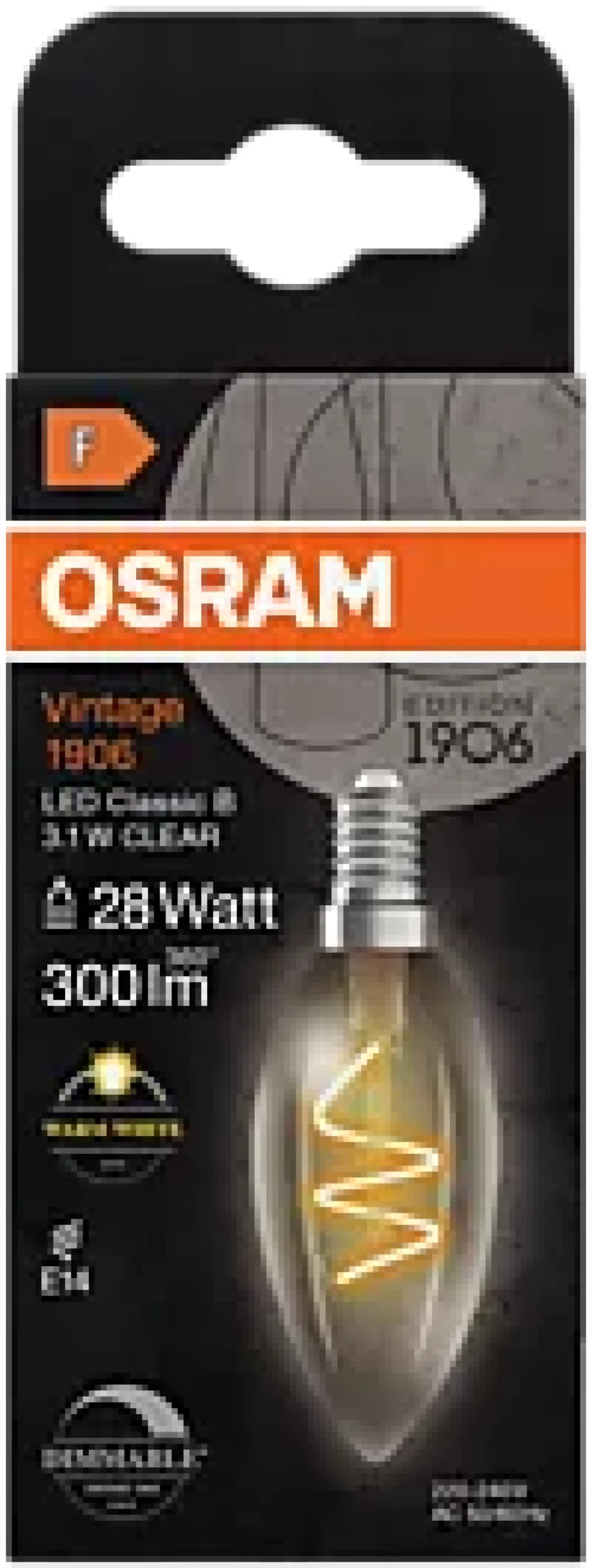 Led Dekorasjonspære E14 B28 300lm klar Dimbar-Osram Clearance