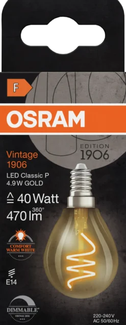Led Dekorasjonspære E14 Clp40 470lm Gold Dimbar Varmere Lys-Osram Outlet