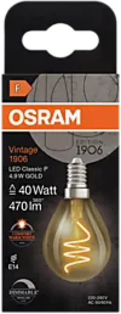 Led Dekorasjonspære E14 Clp40 470lm Gold Dimbar Varmere Lys-Osram Outlet