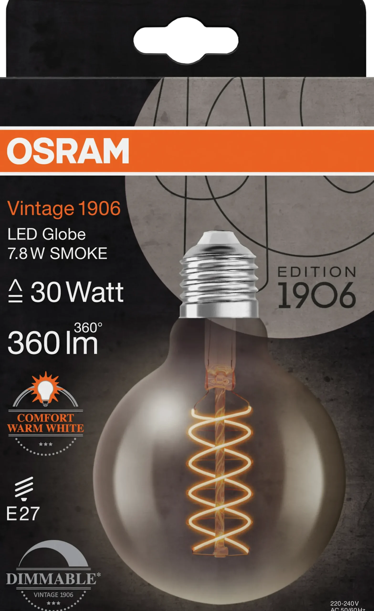 Led Dekorasjonspære E27 G95 30 360lm Smoke Dim Ekstra Varm-Osram Online