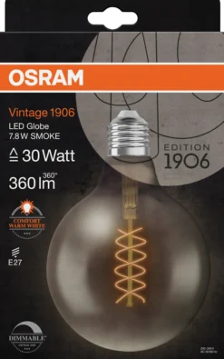 Led Dekorasjonspære E27 G125 30 360lm Smoke Dim Ekstra Varm-Osram Best
