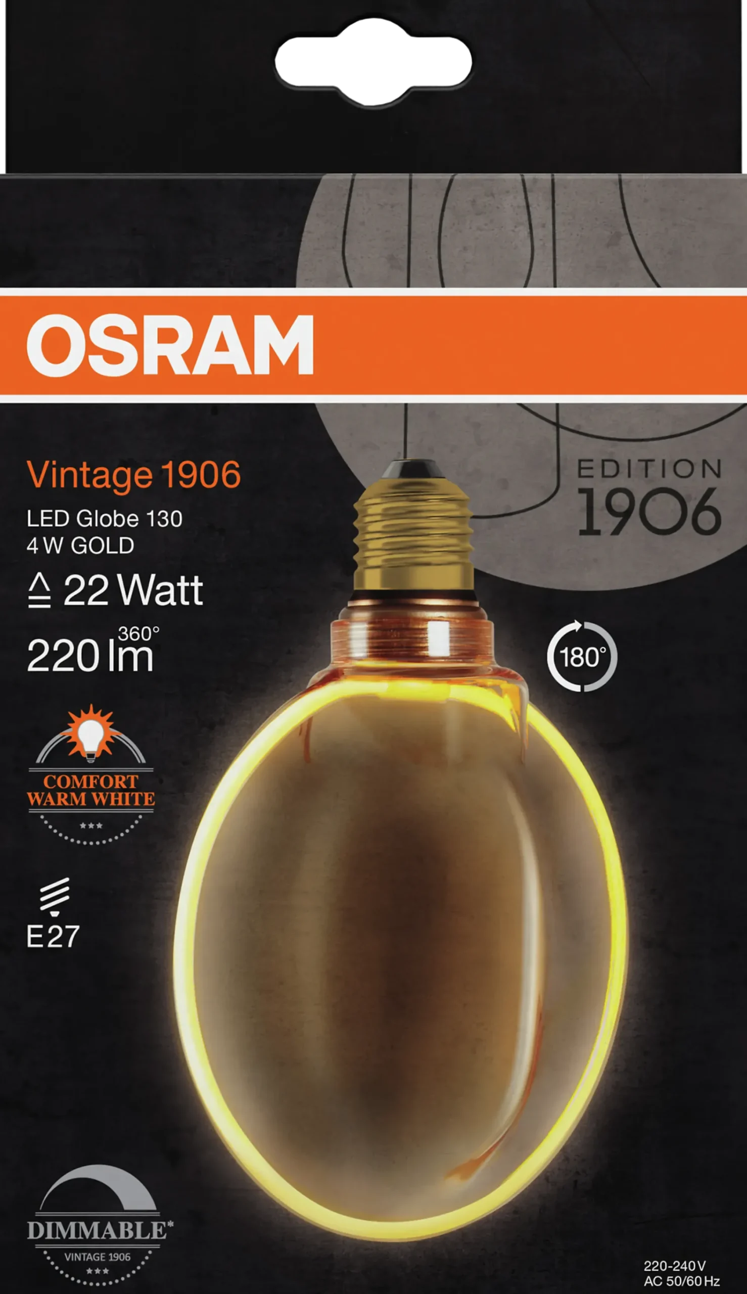 Led Dekorasjonspære E27 Ø130 22 220lm Gold Dim Ekstra Varm-Osram Online