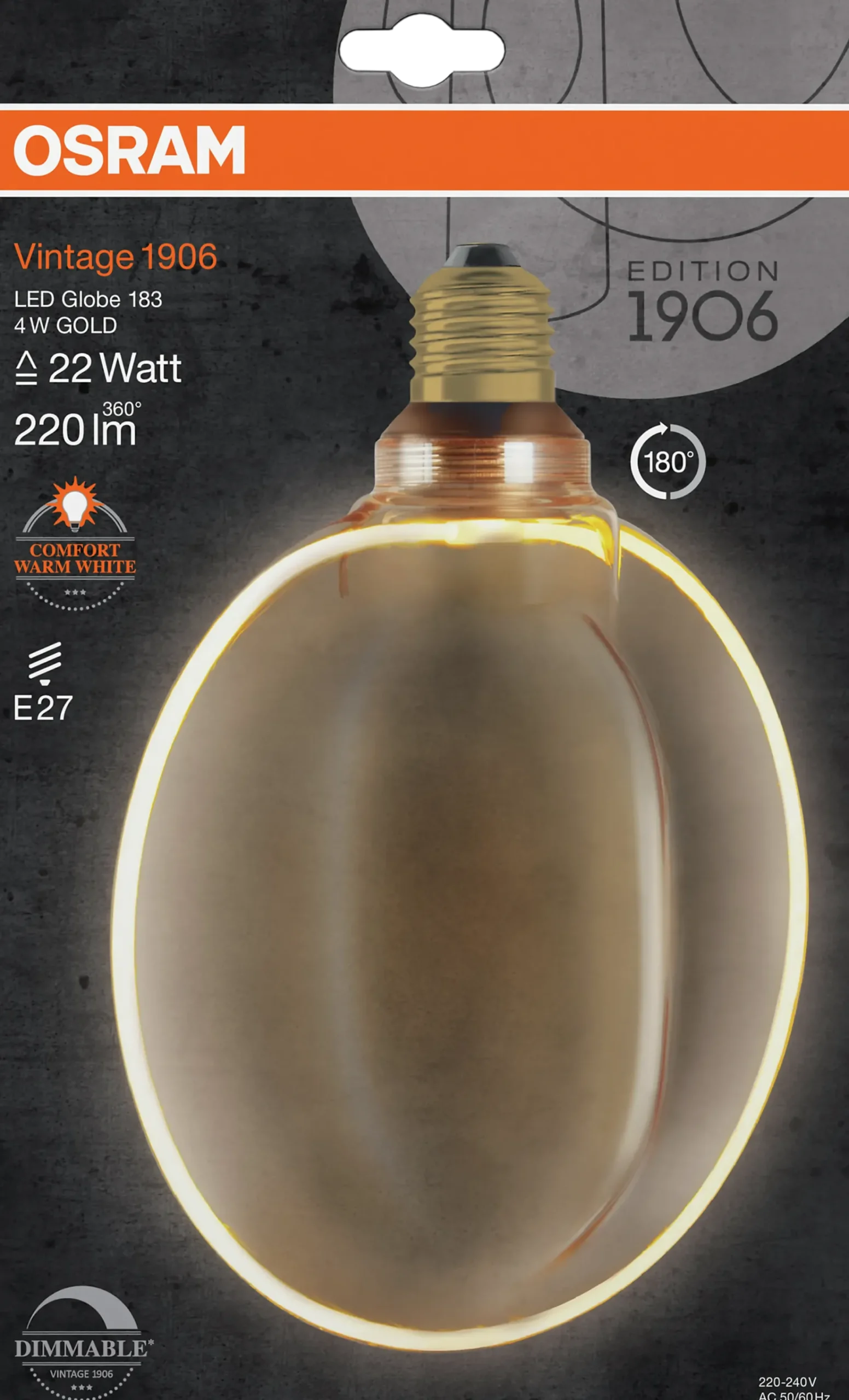 Led Dekorasjonspære E27 Ø183 22 220lm Gold Dim Ekstra Varm-Osram Outlet