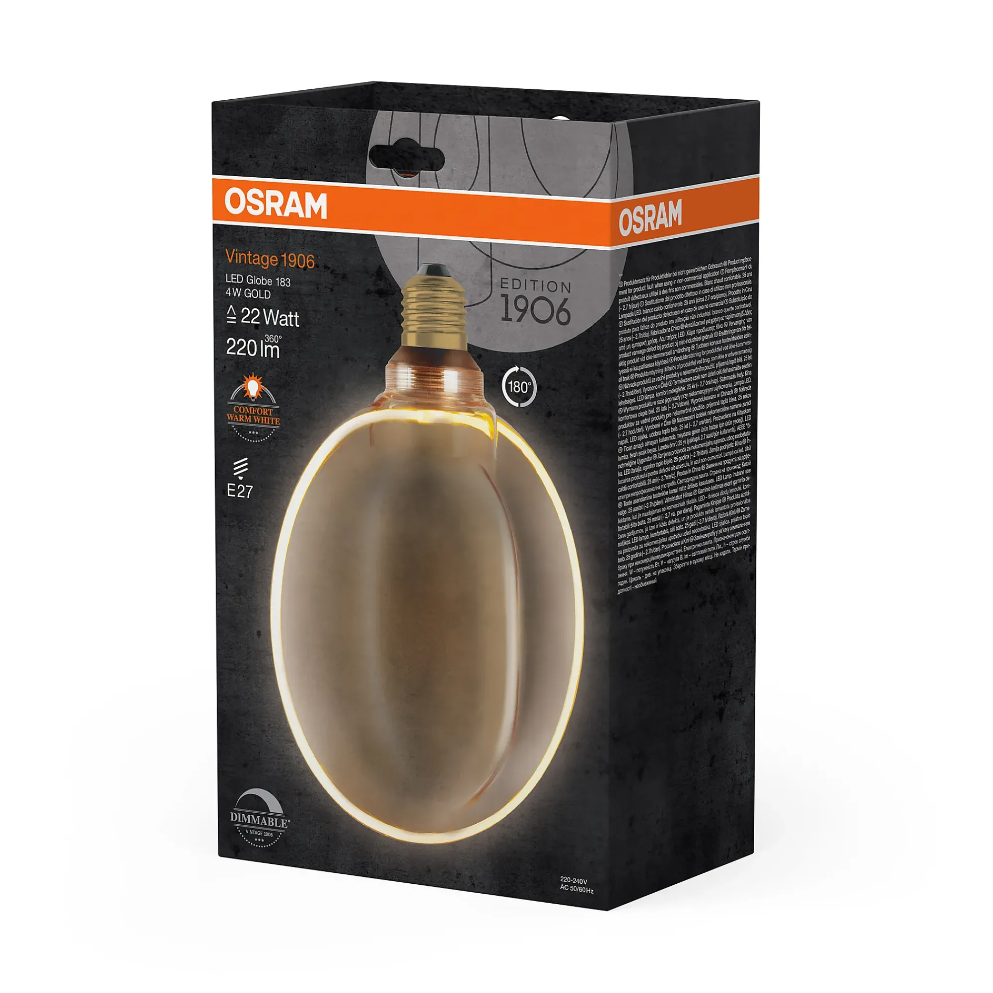 Led Dekorasjonspære E27 Ø183 22 220lm Gold Dim Ekstra Varm-Osram Outlet