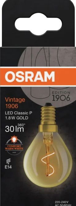 Led Dekorasjonspære E14 30lm Gold Varmere Lys-Osram