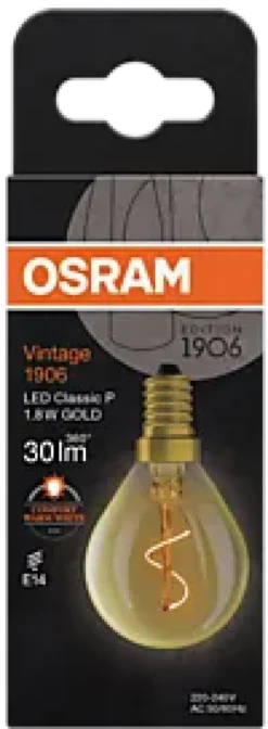 Led Dekorasjonspære E14 30lm Gold Varmere Lys-Osram