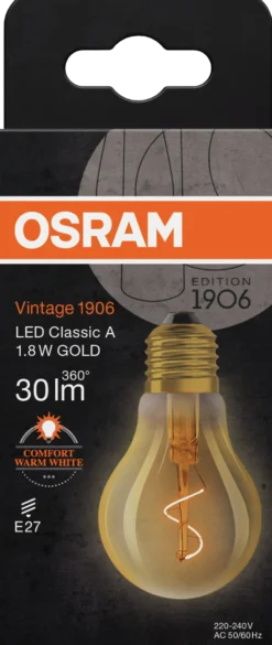 Led Dekorasjonspære E27 30lm Gold Varmere Lys-Osram Hot