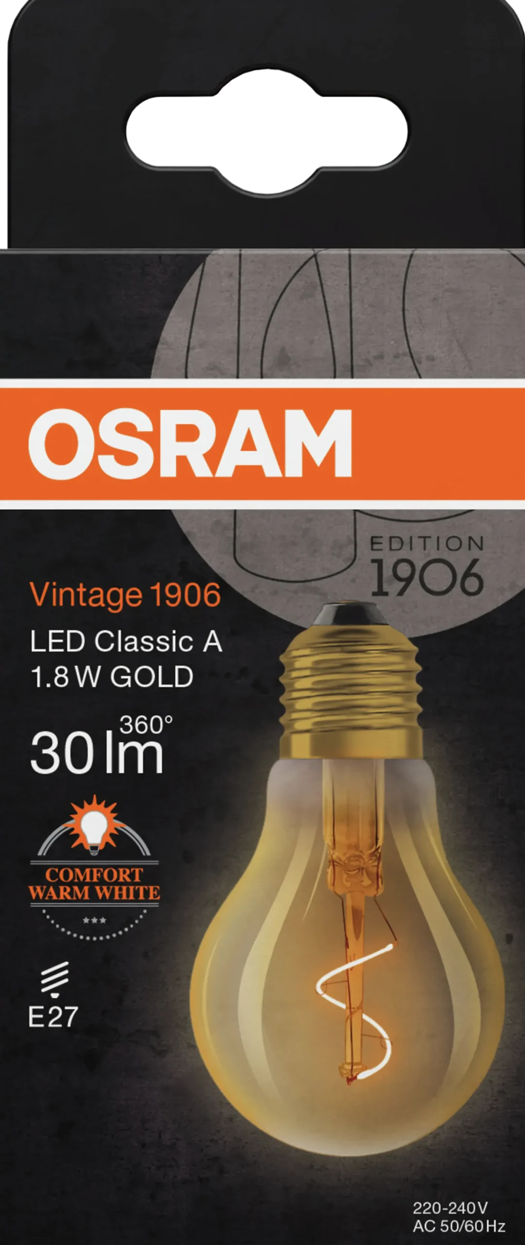 Led Dekorasjonspære E27 30lm Gold Varmere Lys-Osram Hot