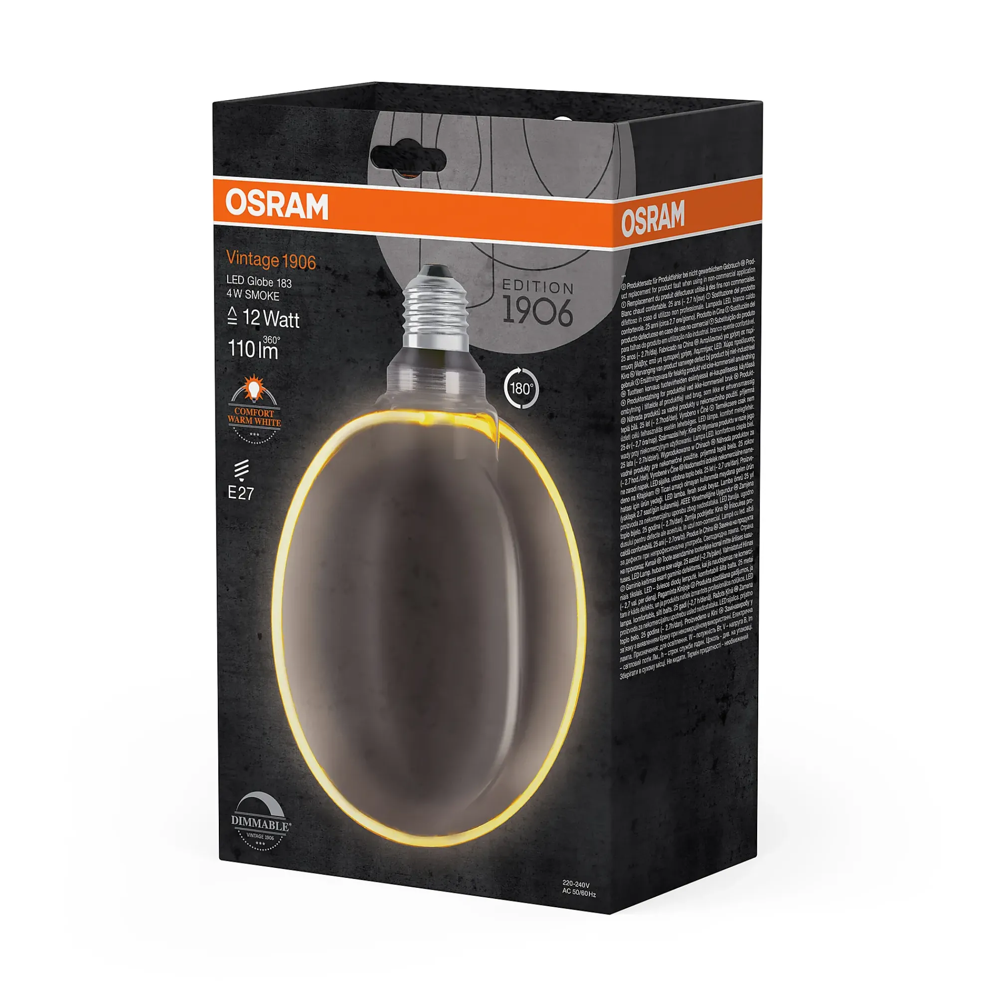 Led Dekorasjonspære E27 Ø183 12 110lm Smoke Dim Ekstra Varm-Osram Outlet
