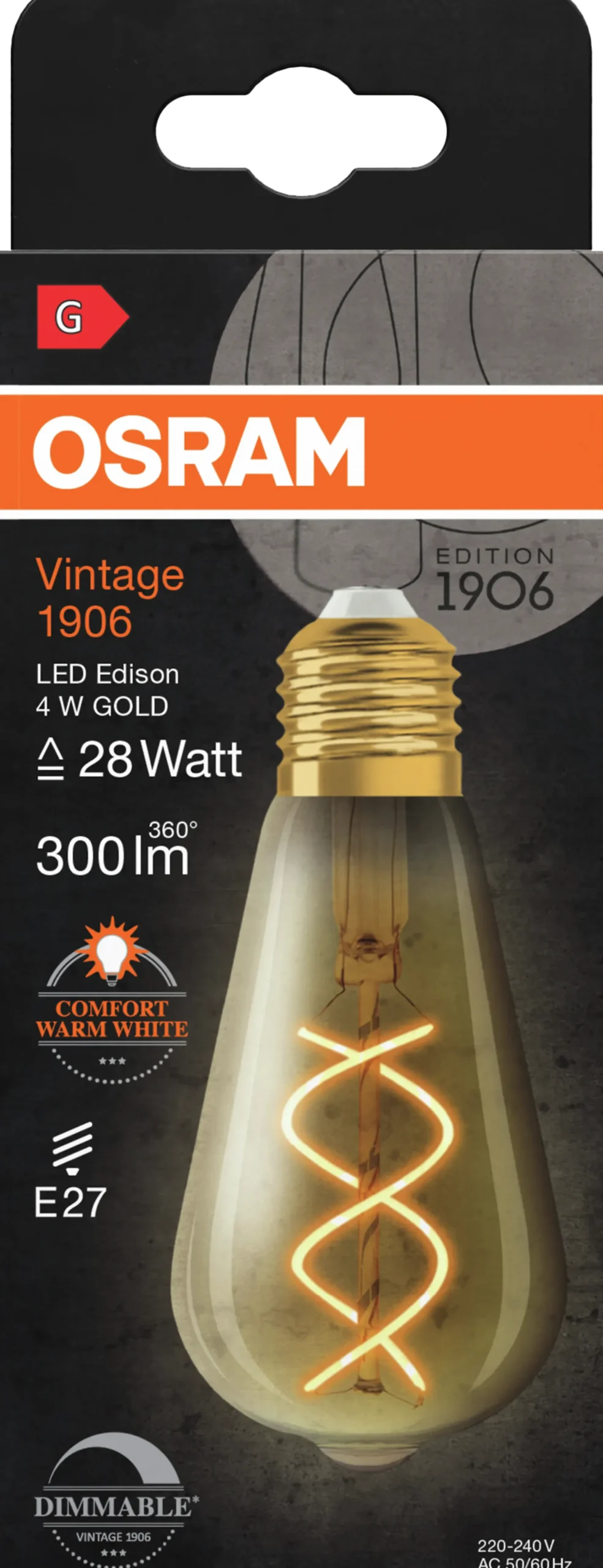 Led Dekorasjonspære E27 St64 28 300lm Gold Dim Varmere Lys-Osram Sale