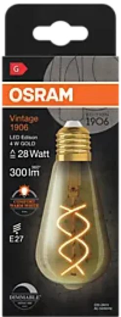 Led Dekorasjonspære E27 St64 28 300lm Gold Dim Varmere Lys-Osram Sale