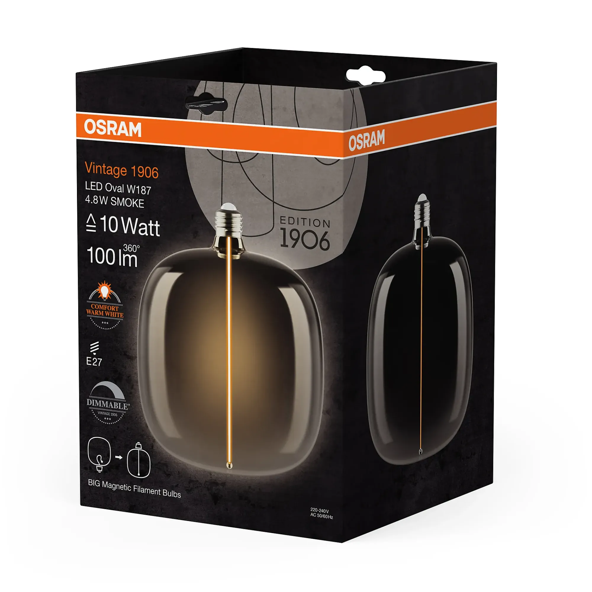 Led Dekorasjonspære O187 10 100lm Smoke Dimbar Varmhvit-Osram Outlet