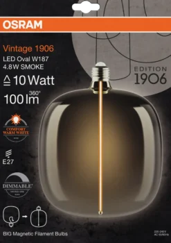 Led Dekorasjonspære O187 10 100lm Smoke Dimbar Varmhvit-Osram Outlet