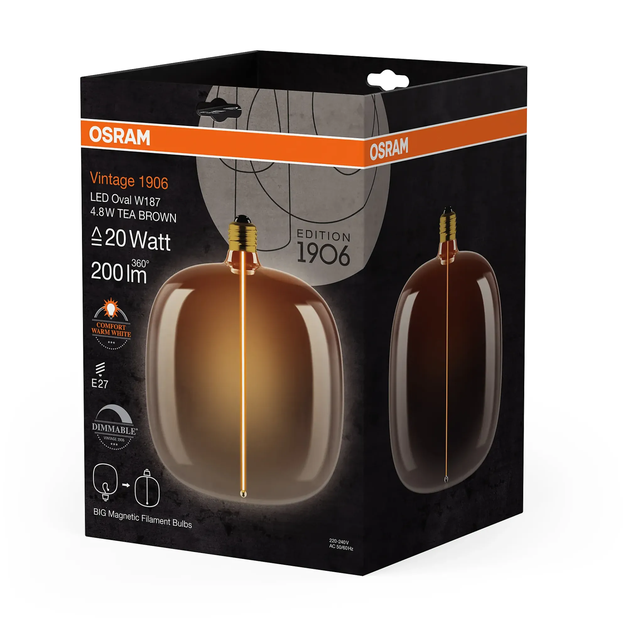 Led Dekorasjonspære O187 20 200lm Tea Brown Dimbar Varmhvit-Osram Outlet