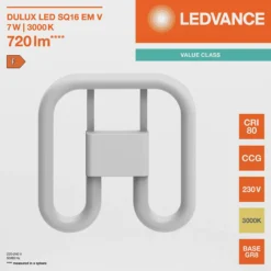 LED Dulux SQ16 EM V 7W 830 GR8 2pin-Ledvance Discount