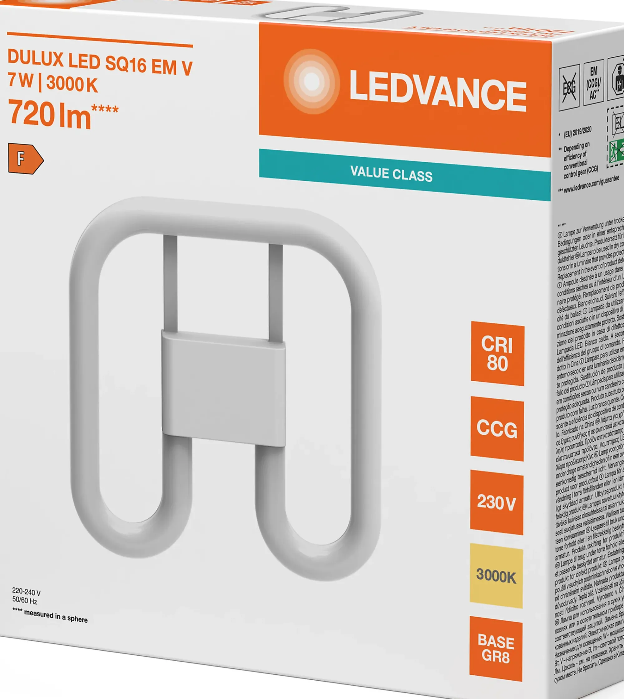 LED Dulux SQ16 EM V 7W 830 GR8 2pin-Ledvance Discount