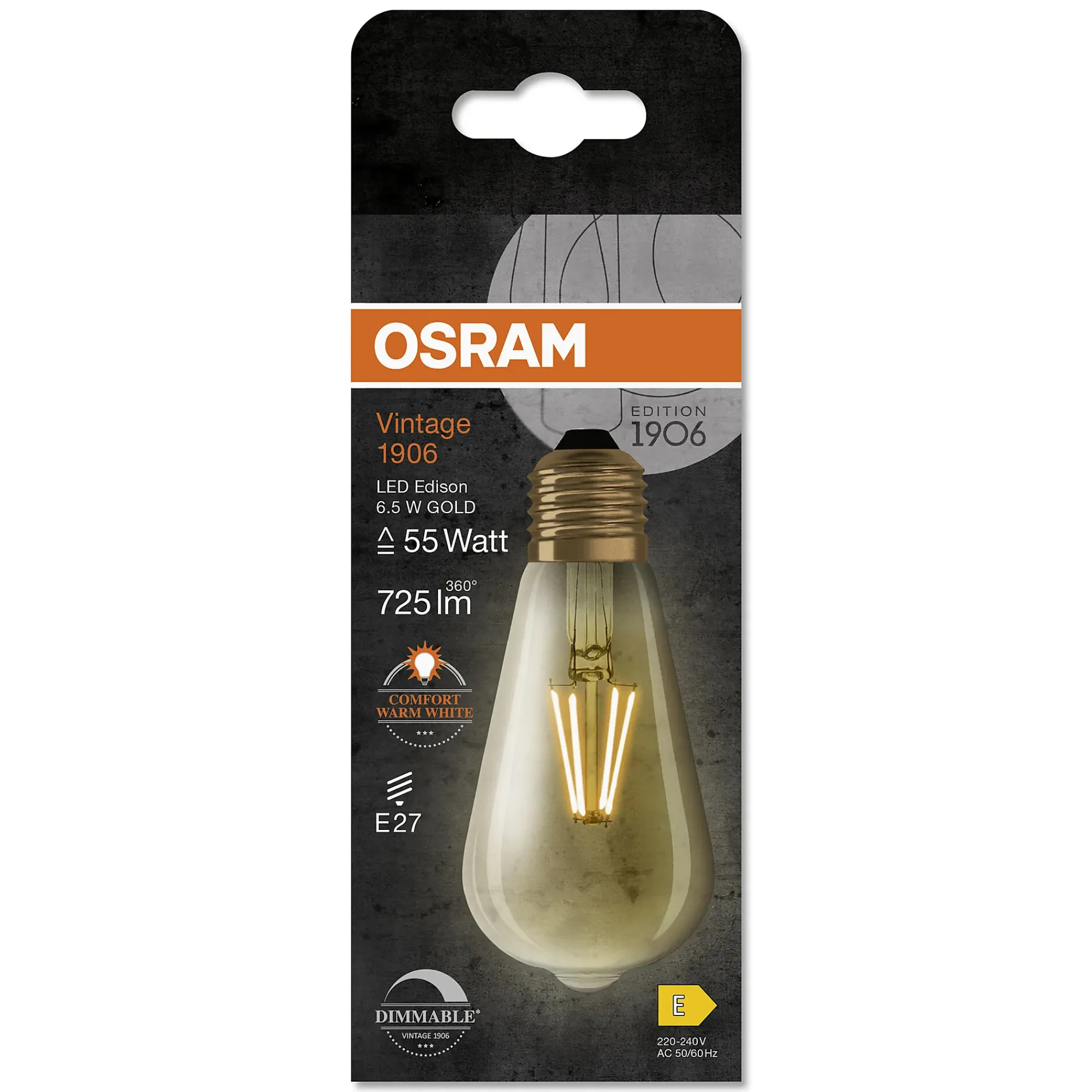 LED Edison 1906 55 gold 6,5W dim 2400K E27-Osram Online