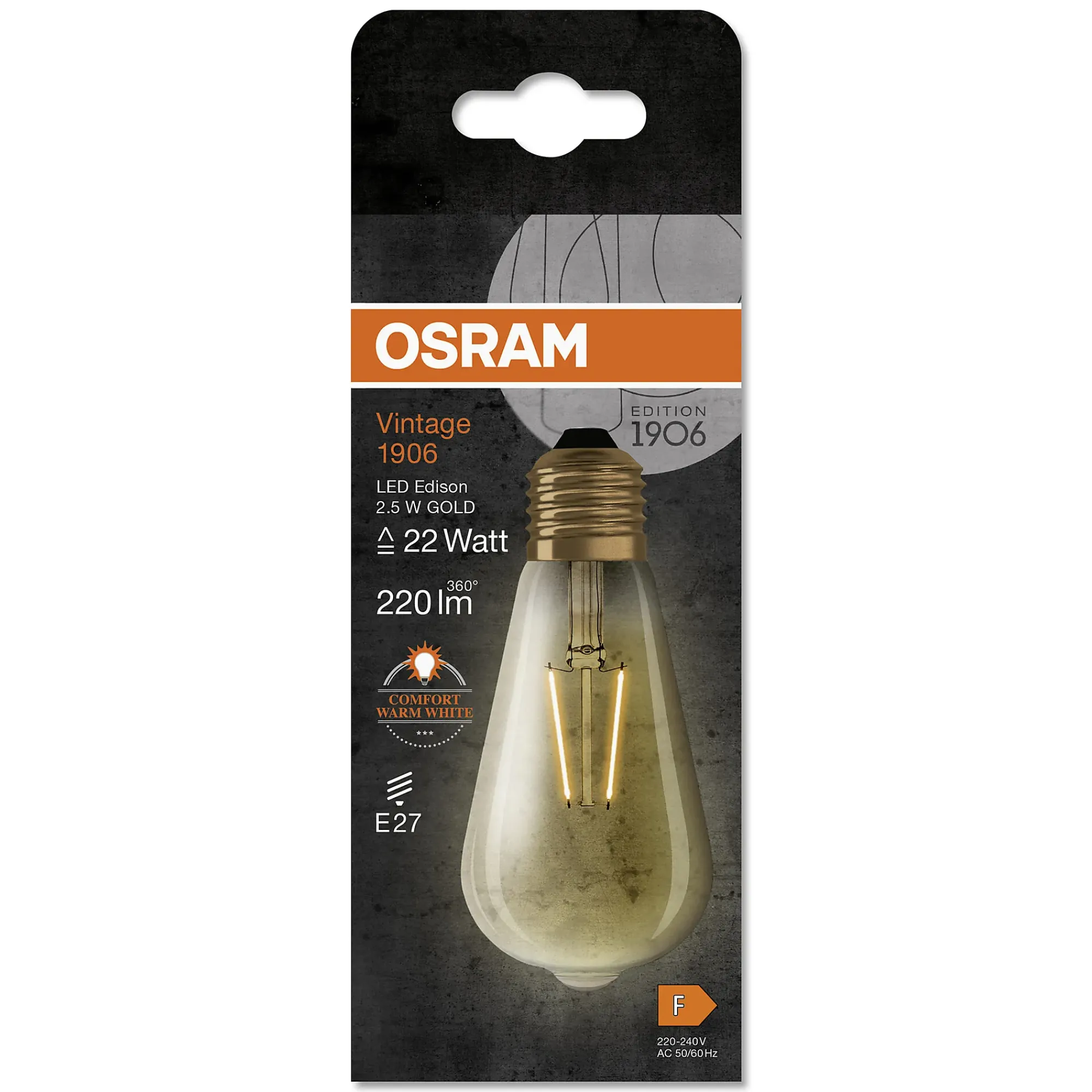 LED Edison 1906 22 gold 2,5W 2400K E27-Osram Outlet