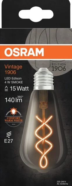 LED Edison 1906 15 smoke 4W dim 1800K E27-Osram Online