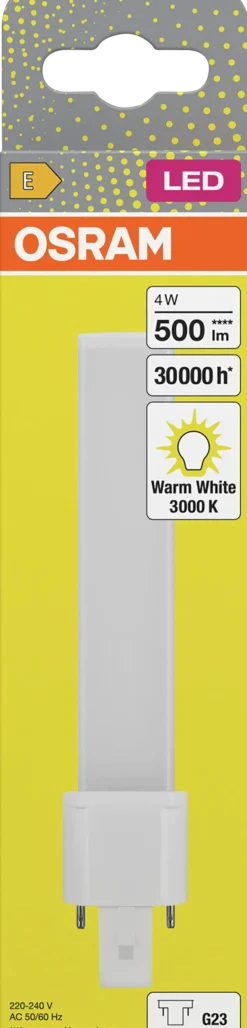 LED kompaktlysrør Dulux S9 4W 3000K 450lm G23-Osram New
