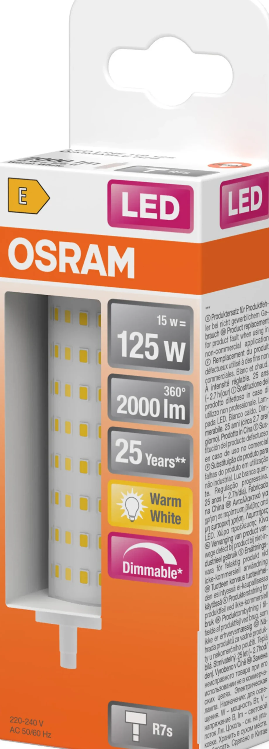 LED line 125 118mm 15W 2700K dim R7S-Osram