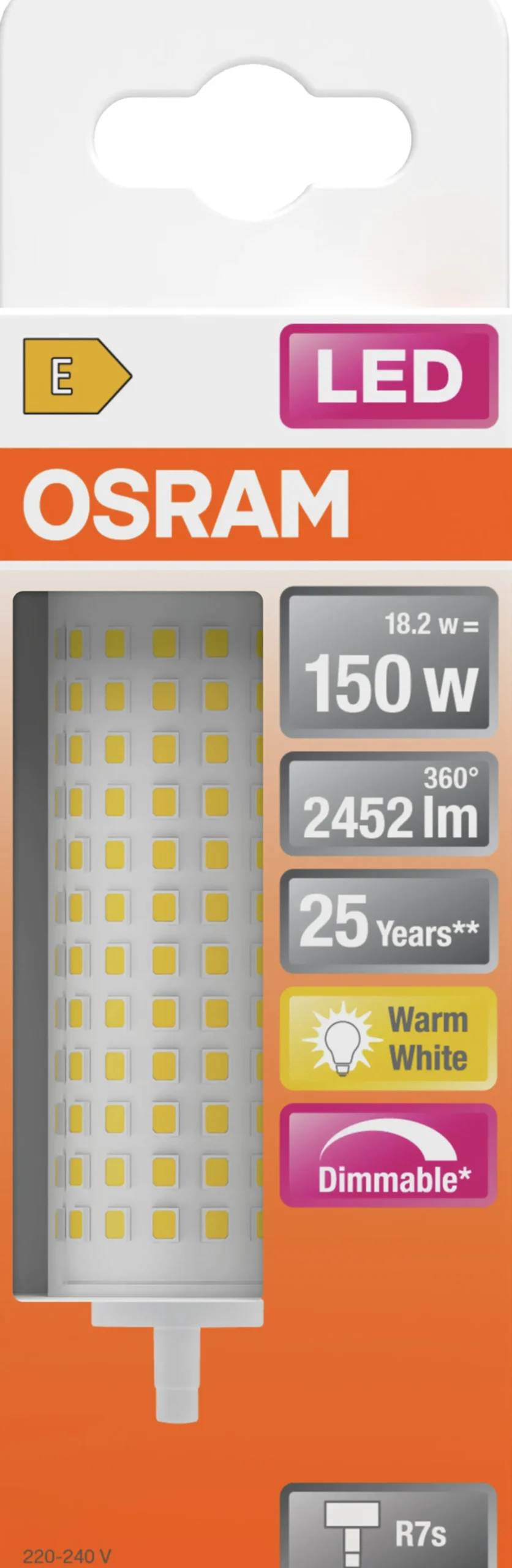 Led Line R7S 150 2452lm klar 118Mm Lang Dimbar Varmhvit-Osram Discount