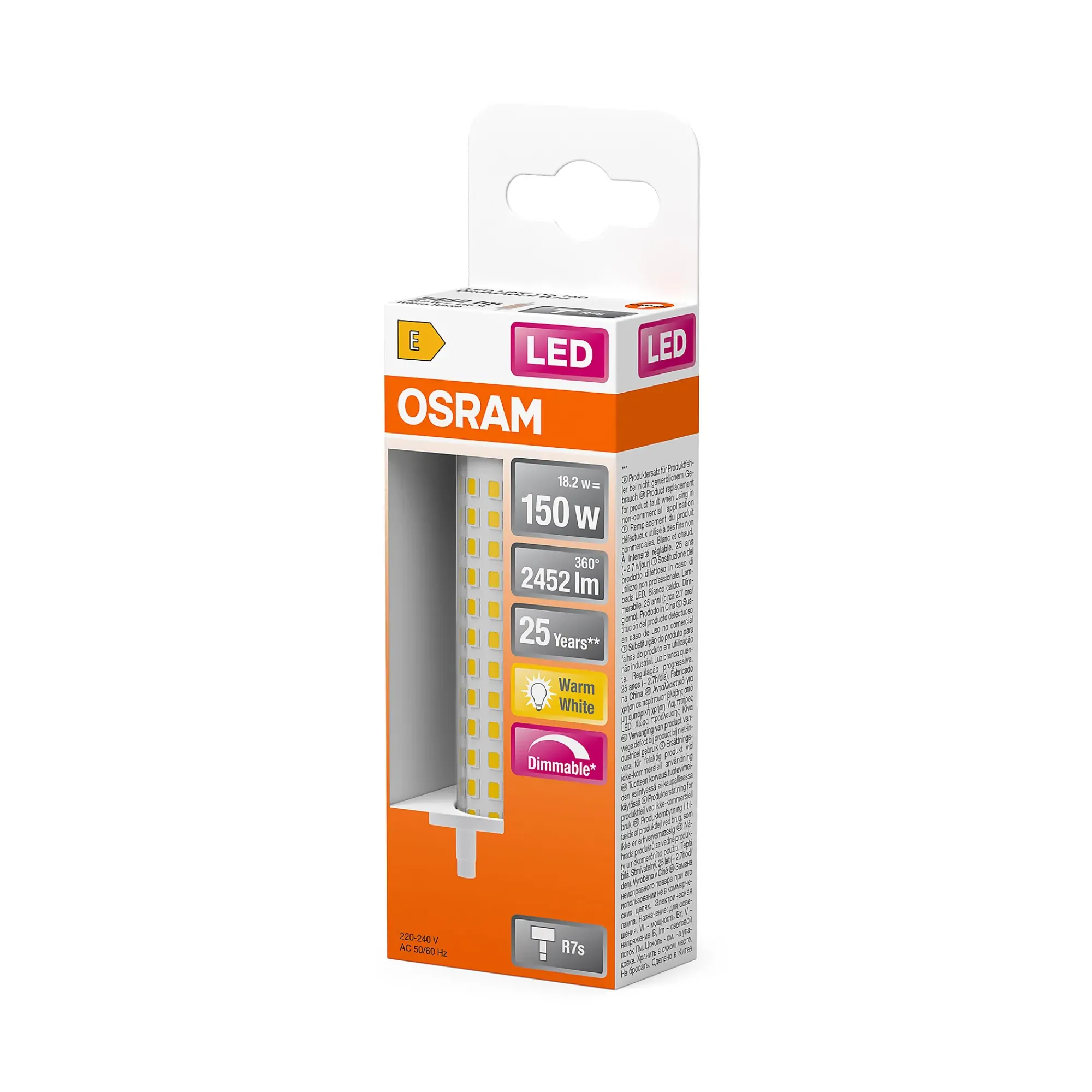 Led Line R7S 150 2452lm klar 118Mm Lang Dimbar Varmhvit-Osram Discount