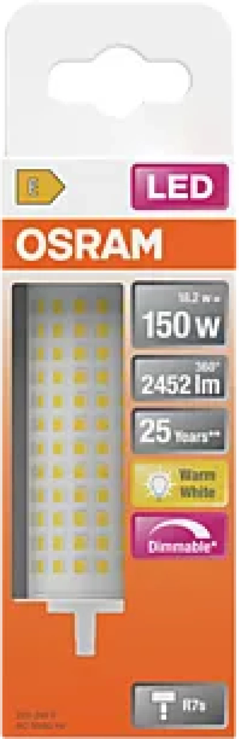 Led Line R7S 150 2452lm klar 118Mm Lang Dimbar Varmhvit-Osram Discount