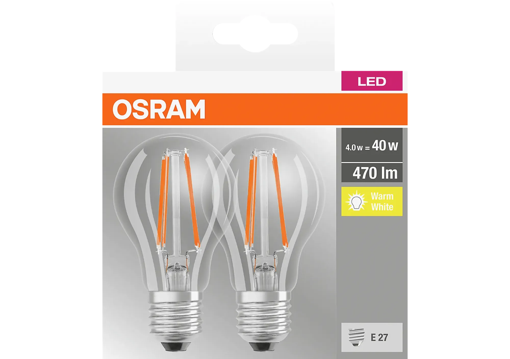 LED lyspære Classic A 40 E27 2stk-Osram Outlet