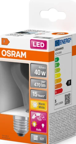 LED lyspære Classic A40 4,9W 2700K daylight sensor E27-Osram Best