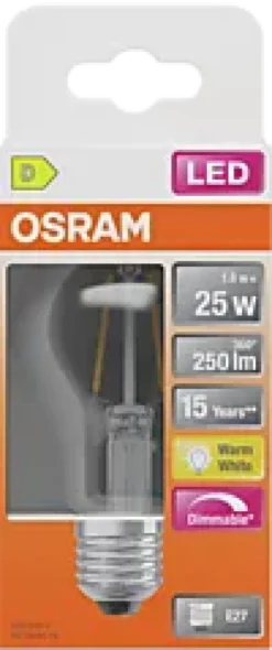 Led Lyspære E27 Classic A25 250lm klar Dimbar-Osram Best