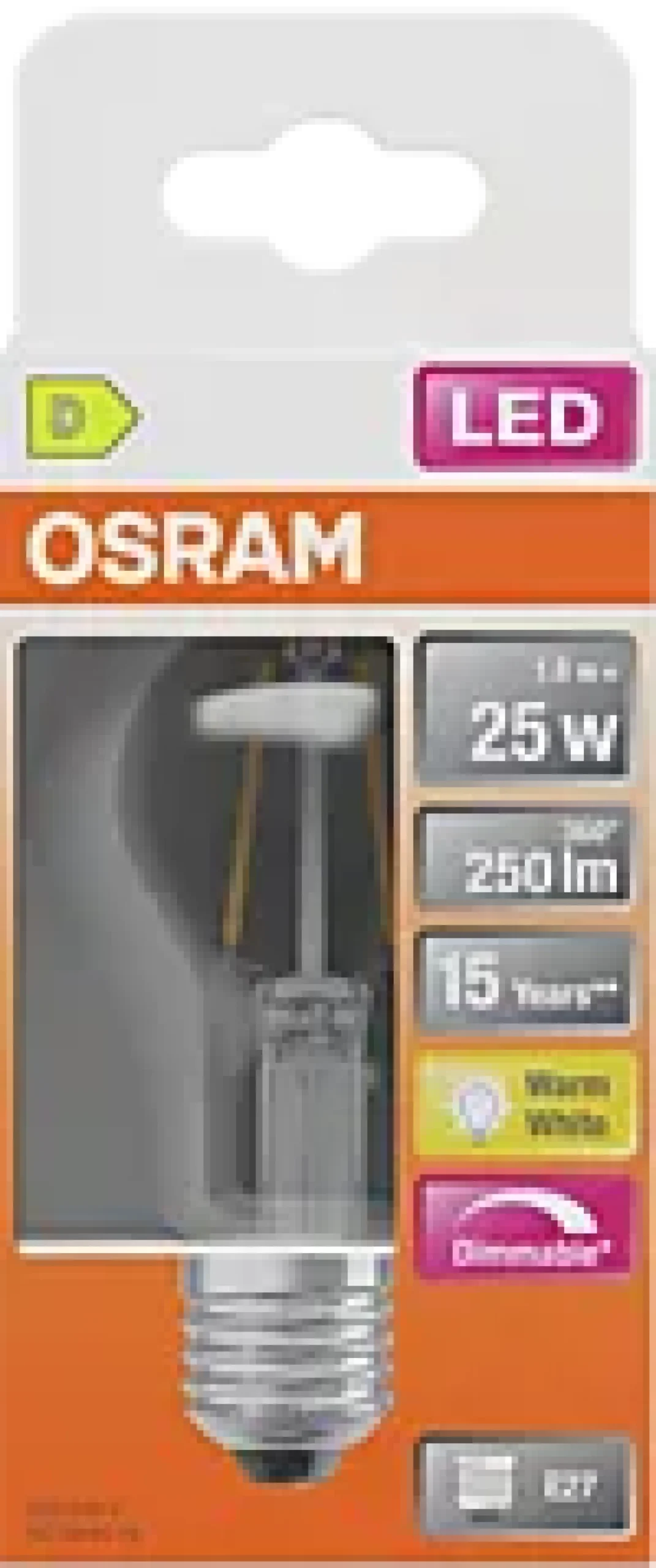 Led Lyspære E27 Classic A25 250lm klar Dimbar-Osram Best