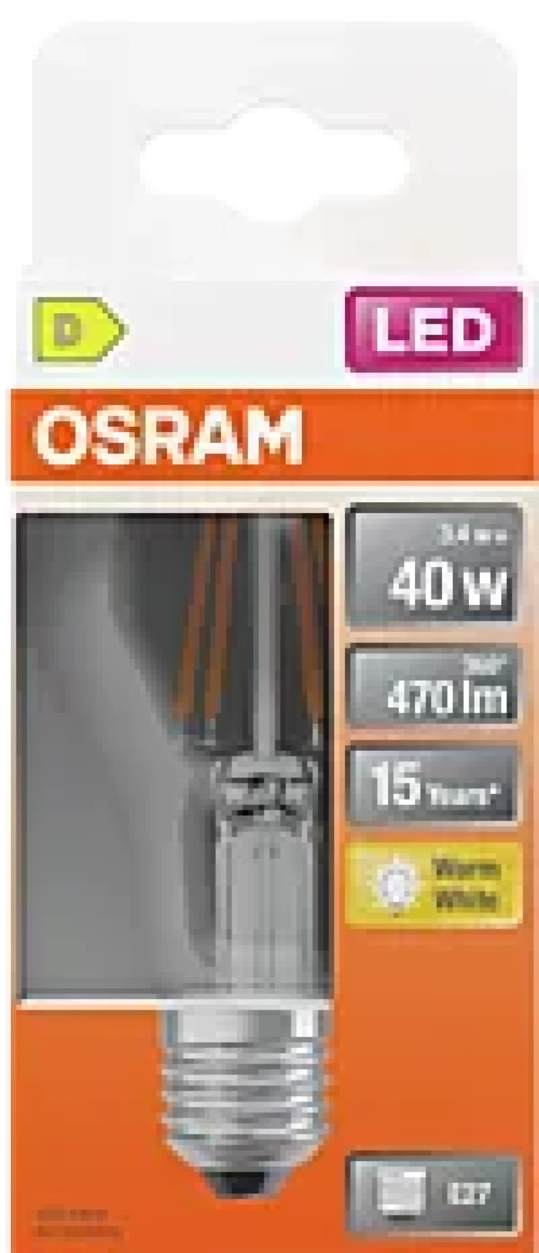 Led Lyspære E27 Classic A40 470lm klar-Osram