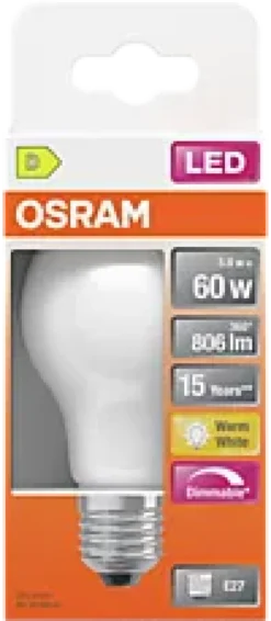 Led Lyspære E27 Classic A60 806lm matt Dimbar-Osram New