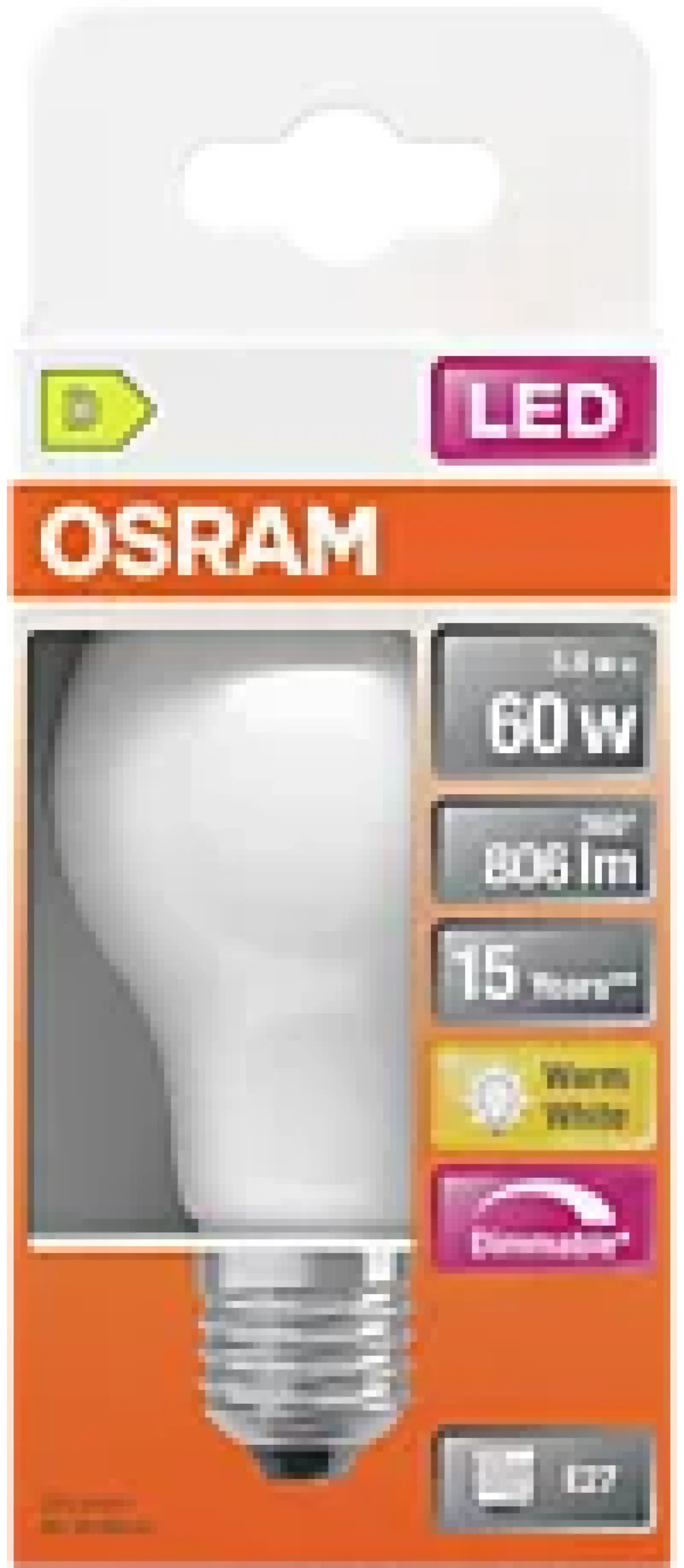 Led Lyspære E27 Classic A60 806lm matt Dimbar-Osram New