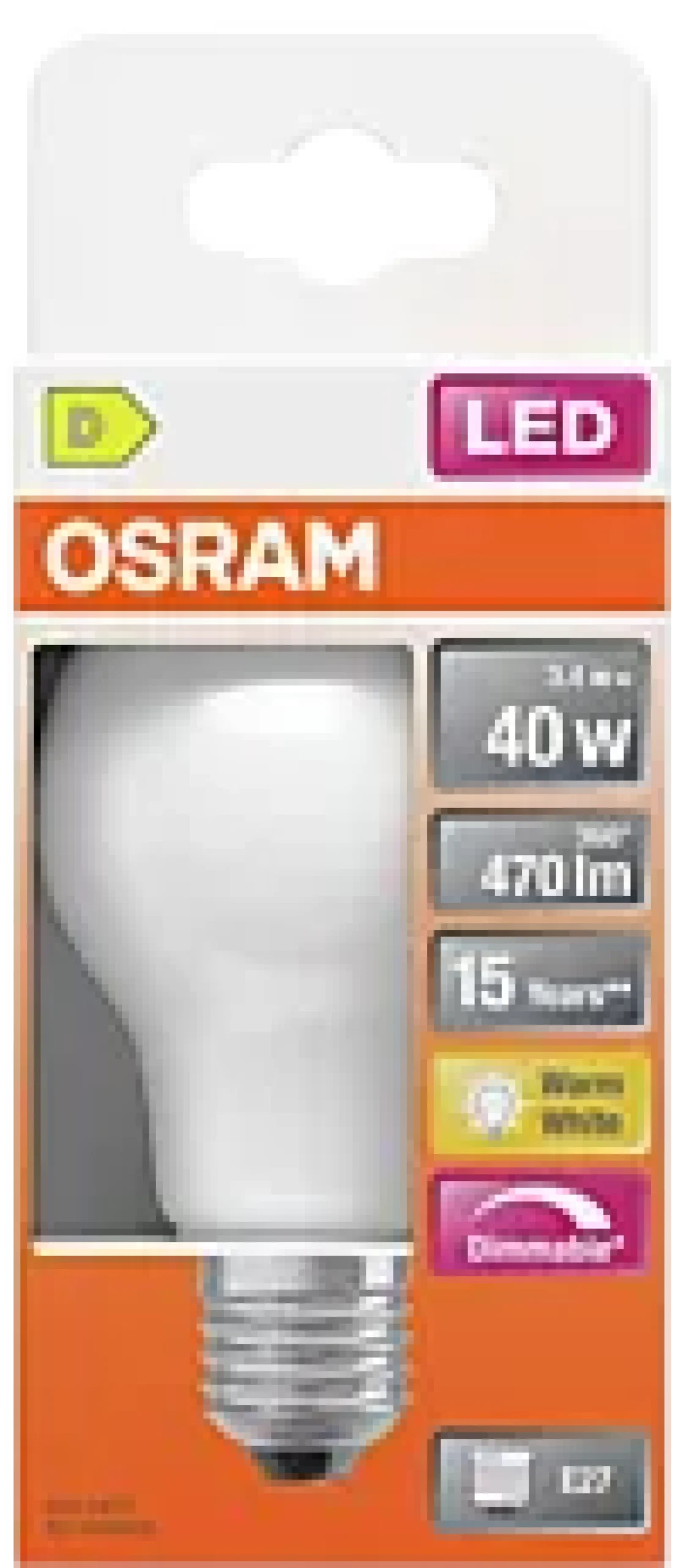 Led Lyspære E27 Classic A40 470lm matt Dimbar-Osram Outlet