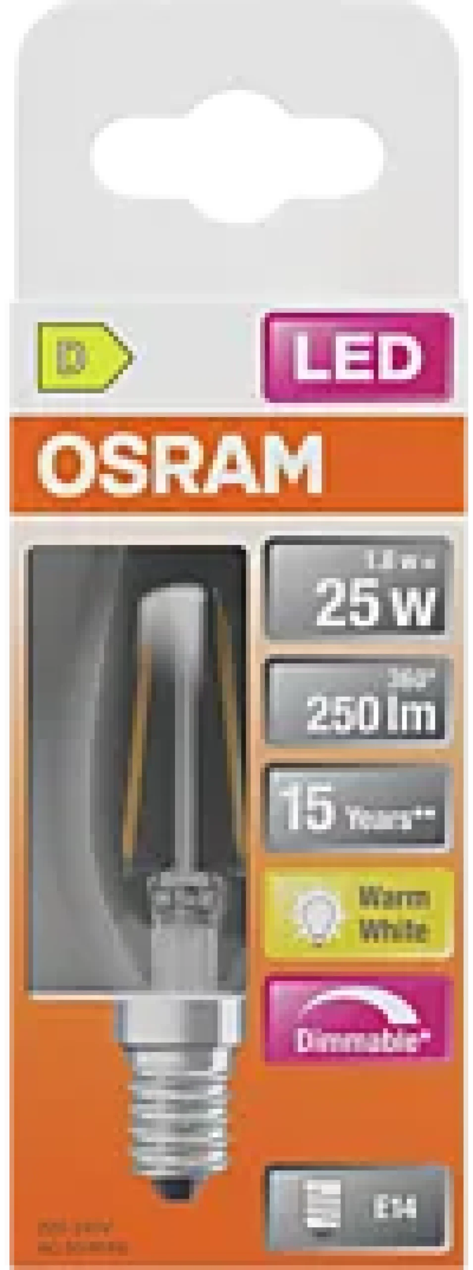 Led Lyspære E14 Classic B25 250lm klar Dimbar-Osram Sale