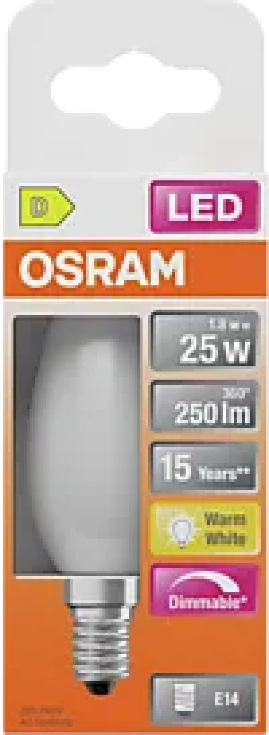 Led Lyspære E14 Classic B25 250lm matt Dimbar-Osram Sale