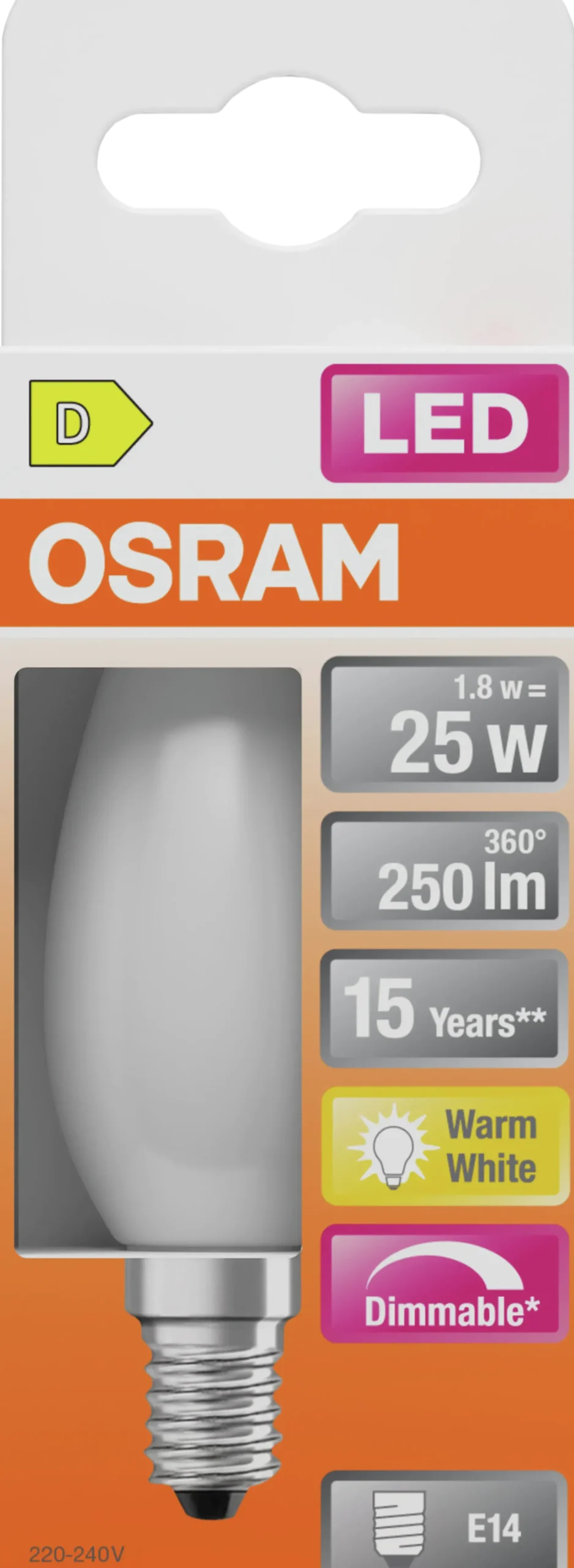 Led Lyspære E14 Classic B25 250lm matt Dimbar-Osram Sale